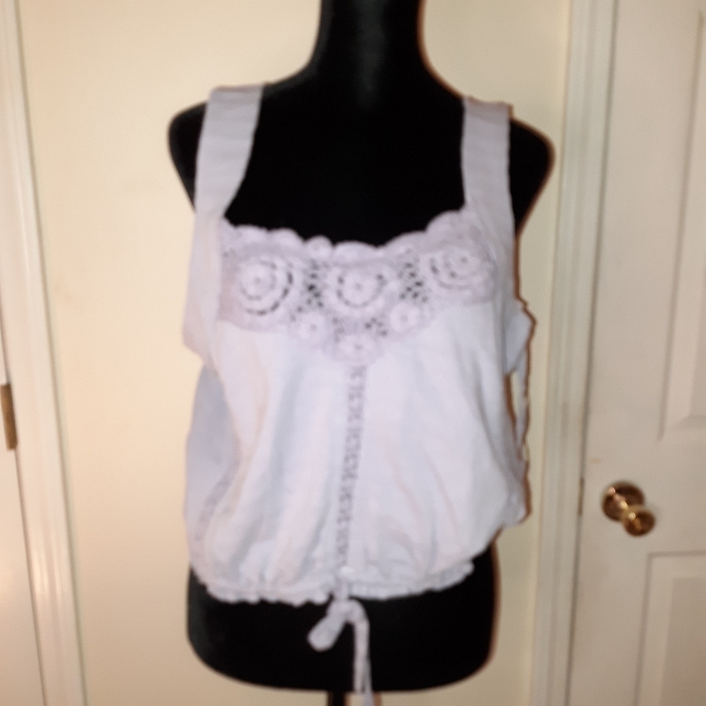Free People Lavender Crochet-Trim Drawstring Tank Top - Picture 3 of 8